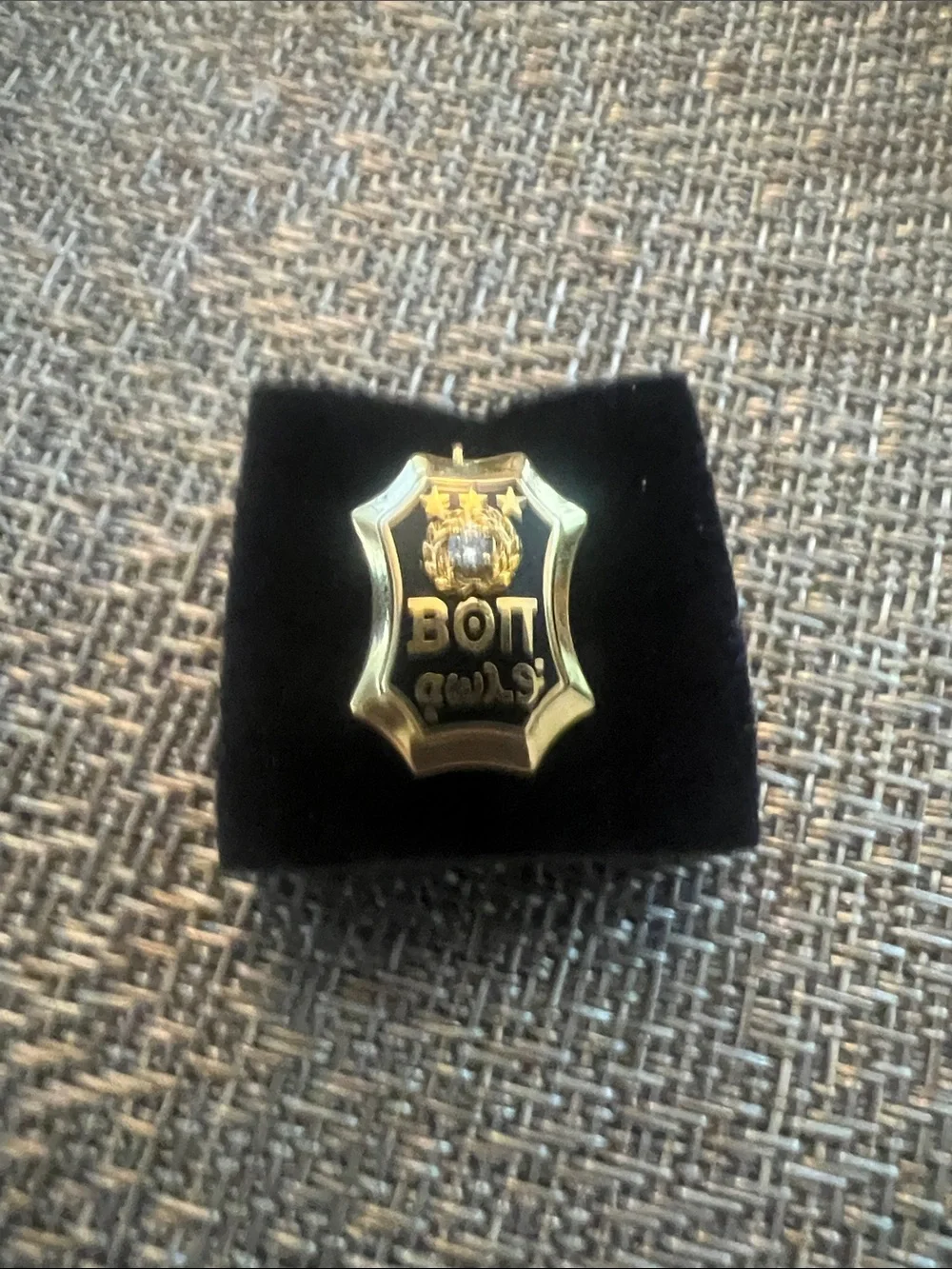 Gold and Black Shield Emblem Cuff Link - Men Accessories